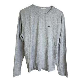 Made For Italic Shirt Womens Large Grey Crew Neck Long Sleeve Embroidered